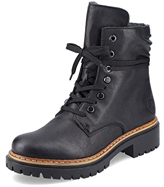 Rieker Damen Schnürstiefeletten 72621, Frauen Stiefeletten,Chukka Boots,schnürboots,Boots,Stiefel,Bootee,Booties,schwarz (00),42 EU / 8 UK