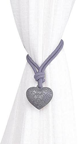 LIJUCAI Vorhang Schnalle Raffhalter Liebe Herz Halter Vorhang Seil Strap Dekoration Zubehör für Wohnzimmer,Dunkelgrau