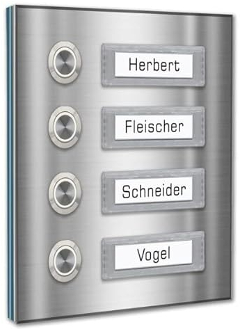Vierfamilien Türklingel 145x150mm mit wechselbaren Namensschildern