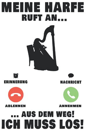 Harfe Notizbuch: Meine Harfe ruft an Harfenist Orchester / 6x9 Zoll / 120 karierte Seiten Seiten
