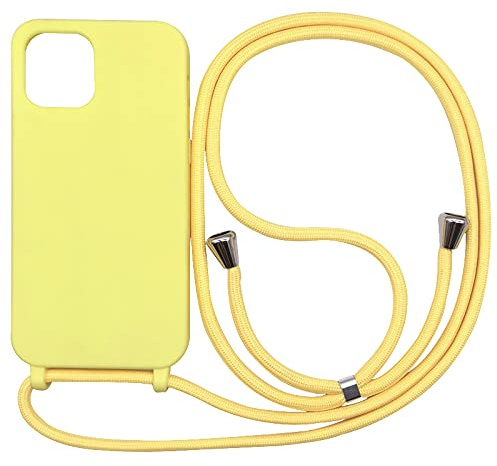 wentdzSW Cordon de Coque Compatible avec iPhone 11,Couleurs de Bonbons Cover Silicone Liquide Lanyard Case Réglable Collier pour Étui Housse -Yellow