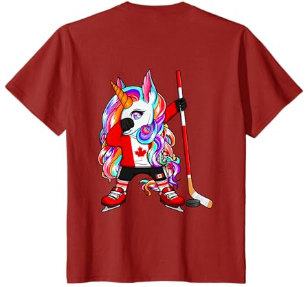 Maillot de sport d'hiver pour fan de hockey sur glace Licorne Canada T-Shirt