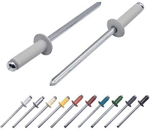 (Pack of 80 pcs) Painted Blind Rivets 4.0 x 14 mm, Dome Head, DIN 7337, Aluminum Rivet and Steel Mandrel, Pop Rivets (80, Agate Grey RAL 7038)