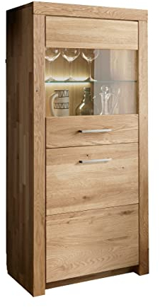möbelando Highboard >WZ-0169< (BxHxT: 65x141,2x40 cm) in Natur geölt - 65x141,2x40 (BxHxT)