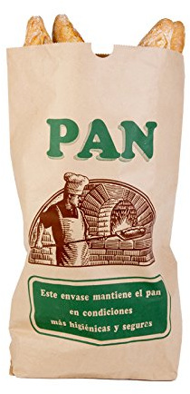 Vrysac - Bolsa de Papel Kraft para Pan con Impresión Genérica - Saco de Papel para Reparto de Barras de Pan - Panaderías - Ecológico - Reciclable (10, 20 Barras - 50x75+13cm)