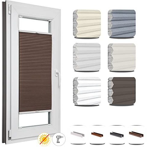 Cortina Plisada a Medida Opaca Doble Plisado Panal de Abeja Estor Plisado Térmico con Taladrar Ajustable Altura 50-149 cm