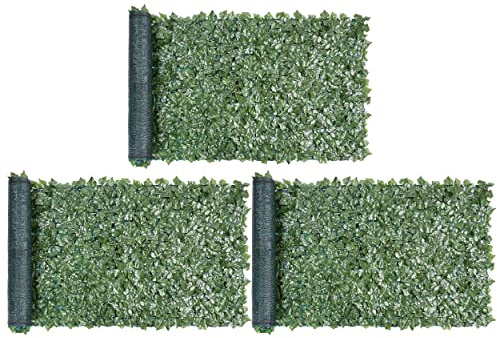 Yaheetech Siepe Finta Artificiale Rotolo di Edera Artificiale per Balcone Patio Cortile Ringhiera Giardino Verde 1 x 3 M x 3 PCS