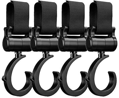 4 Pcs Buggy Clips Multifunctional Baby Stroller Hook Baby Pushchair Hooks 360 Degree Swivel Baby Pushchair Hooks for Hook Your Shopping Bags