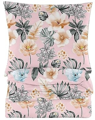 Cotton Market Bettwäsche 135x200 cm - Bettwäsche Baumwoll-Mikrofaser - Bettwäsche-Sets 2 Teilig - Bettbezug 135x200 cm und 1 Kissenbezug 70x80 cm - Rosa und Grau, Blumen