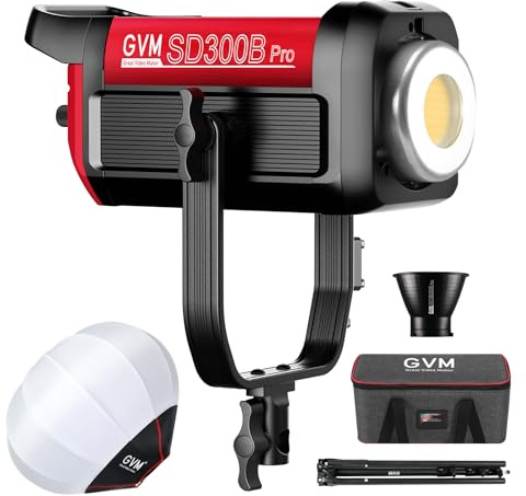 GVM 300 W - Lampada fotografica con lampada video bicolore, con lanterna a montatura Bowens Softbox e supporto CRI 97+ CCT 12 scene di illuminazione Controllo tramite applicazione Luci di Studio