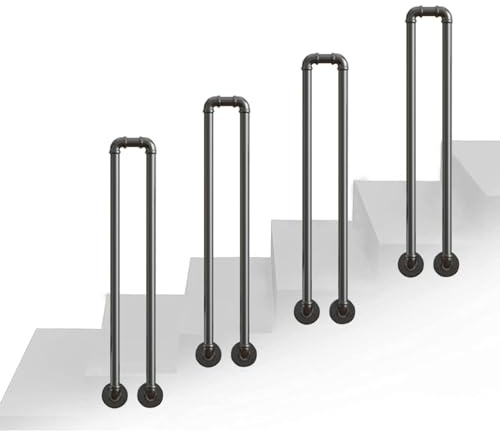 Wall Mounted Handrails for Stairs Outdoor Indoor, Heavy Duty Hand Rail for 1-2 Steps, U-Shaped Banister Support Side Grab Rail Bracket Balustrade Fixing - 1PCS (Size : 3.3ft/100cm)