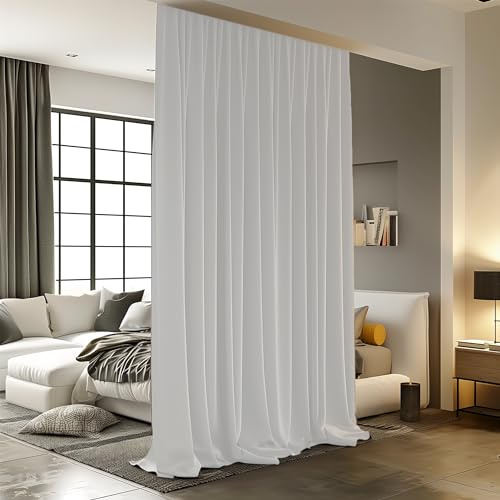 Raumteiler-Vorhänge, Trennwände, Verdunkelung, Deckenschienenvorhang, kompatibel mit Gardinenstangen, Geräuschreduzierung, Sichtschutzvorhang, 2,5 m breit x 2,7 m hoch, Weiß, 1 Panel