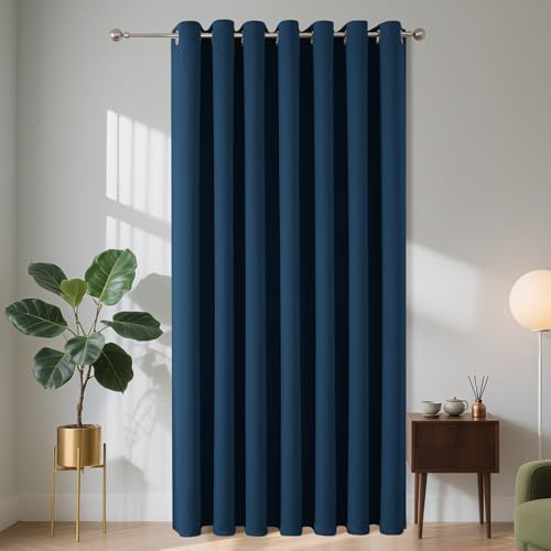 Joydeco Verdunklungsvorhänge 1 Stück,Türvorhang Blickdichte Türgardine,Tür Vorhang mit Ösen Thermo Kälteschutz Hitzeschutz Schallschutz für Schlafzimmer Wohnzimmer(Marineblau,1xH195xB150)