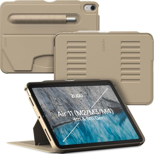 ZUGU CASE iPad Air 11 (M4/M3/M2) 2026/2025/2024 & Air 10.9 5:e/4:e Generation (2022/2020) skyddshölje trådlös Apple Pencil Laddning 10-vinkels Magnetic Stativ Skal & automatisk vila/väckning [Sand]