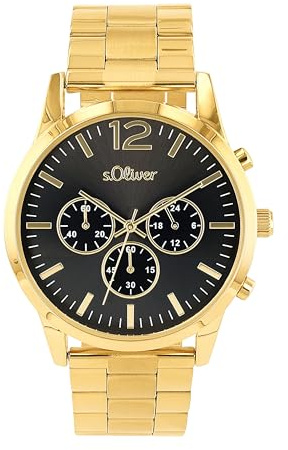 s.Oliver Armbanduhr Herren Chronograph Analog, mit Edelstahl Armband, 3 bar Wasserdicht, Kommt in Uhren Geschenk Box