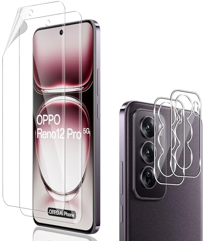 Holilo [2+2 Pezzi Pellicola Soft TPU per OPPO Reno 12 Pro 5G Vetro Temperato Pellicola Protettiva e Pellicola Fotocamera, Durezza 9H Protezione Schermo HD Anti-Impronta