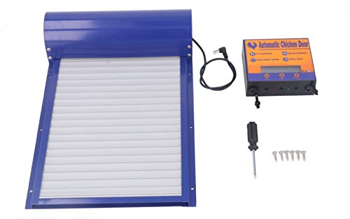 Topyond Automatischer Hühnerstall-Türöffner mit Timer und LED-Anzeige, rostbeständige Rollvorhang-Stalltür für Hühner, Enten und Gänse