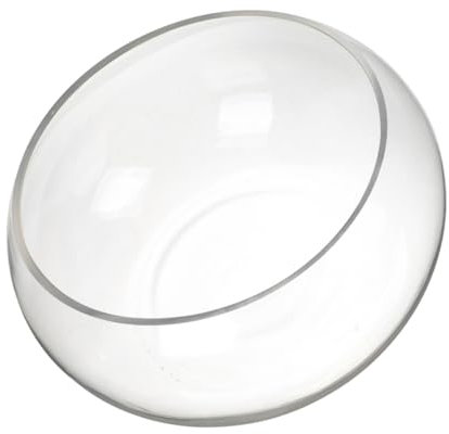 VILLFUL Round Glass Fish Bowl Lid Mini Pond Basin Hydroponic Plant Planter Desk Top Aquarium Vase Spherical Terrarium 16 * 10cm Compact Design for Home Office Decoration