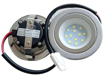ruehalf 2-Piece 12V/DC 220V/AC 1.5W Exhauster Ventilator Light Bulb 55mm Cut Hole Cooker Range Hood LED Light Mini Vent Light(220V AC White)