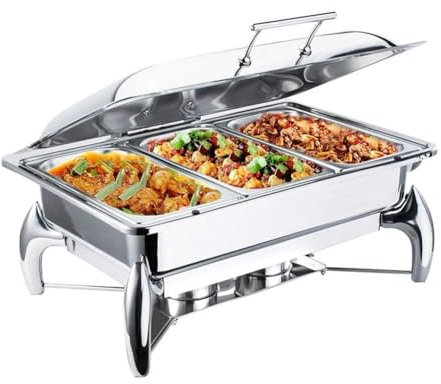 ZYJIX Food Warmer Buffet Server, Chafing Dish, Buffet Server And Warming Tray, Hot Plates For Keeping Food WarmFull Size With 1/3rd Inserts(Color:Full Size with 1/3rd Inserts)