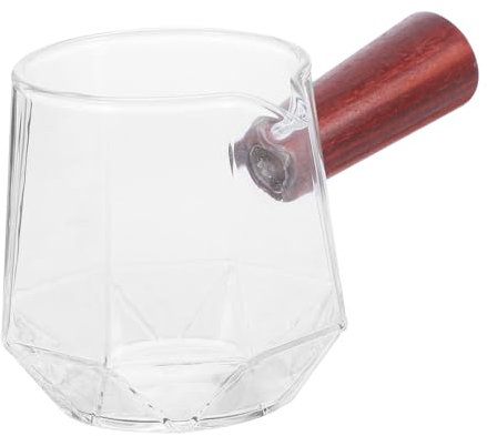 MOLUCKFU Milchkännchen Aus Glas Und Holz Servierkrug Für Milch Sahne Sirup Leicht Zu Reinigen Tragen