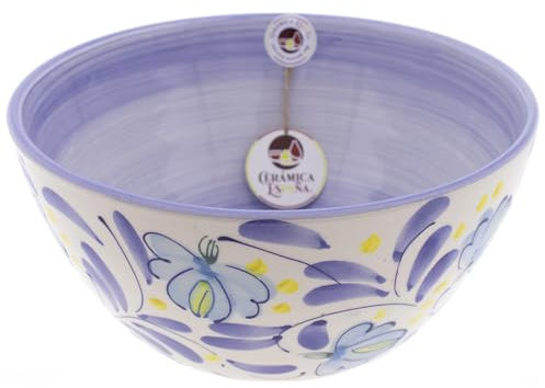 CERÁMICA ESPAÑA | Ensaladera cerámica | Ensaladeras originales | Ensaladeras decoración azul - Modelo M09 | Decoración 100% hecho a mano | 26x26x13.5 cm