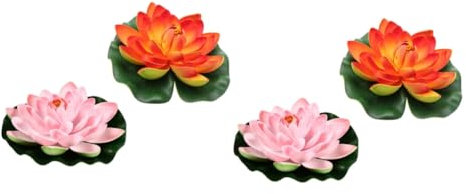 HOLIDYOYO 4stücke Künstliche Lotusblumen Lebensechte Wasserlilien Für Teichdekoration Orange Und Hellrosa Für Garten Und Aquarien