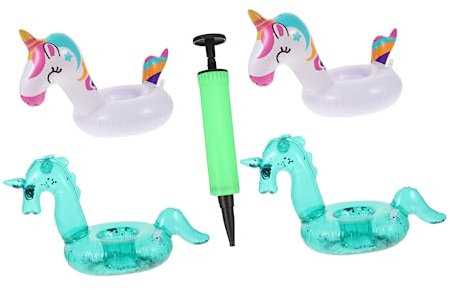 JOINPAYA 4 Stück Aufblasbare Getränkehalter Bunte Tierform Schwimmende Tellerhalter Für Pool- Und Strandpartys
