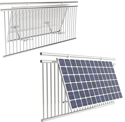 Home Trends® Balkonkraftwerk Halterung für 2 Solarmodule | Verstellbar 0-30° Aluminium Aufständerung | Kompatibel mit 80% Balkongeländern | Wind bis 120km/h Sicherheit
