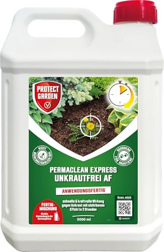 PROTECT GARDEN Permaclean Express Unkrautfrei AF, anwendungsfertiger Unkrautvernichter mit schneller Wirkung gegen Unkräuter und Ungräser, 5 Liter Fertigformulierung