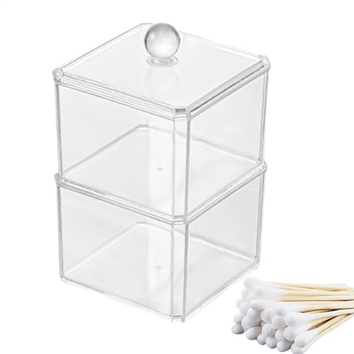 Porte-ballon en coton, distributeur de tampons en coton, support de balle en coton, porte-ballon en coton, boîte de rangement carrée pour coton-tiges - boîte d'organisateur empilable pour coton, coton