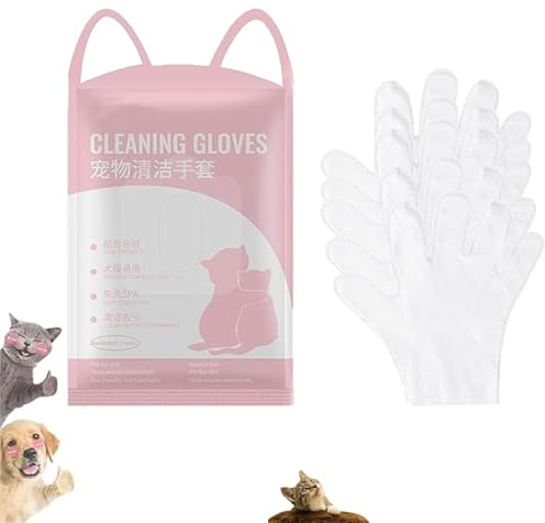 Howls Your Day Dog Cleaning Gloves, HowlsYourDay Disposable Pet Cleaning Gloves, for Dogs & Cats Daily Care and Traveling (5PCS)