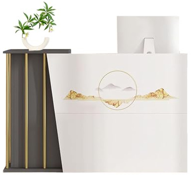 HGTRH Empfangstheke Kosmetikstudio, Empfangstresen Bürotheke Rezeption Tisch mit Schubladen, Rezeptionstheke mit GroßEm Stauraum, Rezeption, Laden-Theke, Verkaufstheke Grey 100cm