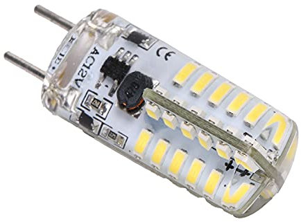 Zerodis 3W 300LM 48LED GY6.35 Silicone Bipin Bulb, for Chandelier, Ceiling Lamp, with 360° Light (Cool White)