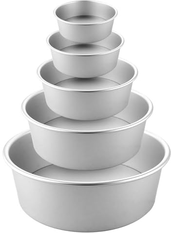 STATVAST 5er-set Kuchenform Runde - Ø 8.3-8-7.5-7.5-5CM, Aluminium Backform Kuchenbackform Antihaftbeschichtung Obstkuchenform mit Abnehmbar Boden für Torte