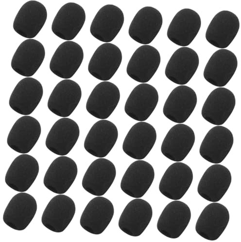 BESTonZON 50 Stück Mikrofon Windschutz Schaumstoffabdeckungen Schwarz Ersatz für Headset Mikrofon Popschutz Staubdicht und Schallisolierend Geeignet für Bühnen und Ktv Einsatz