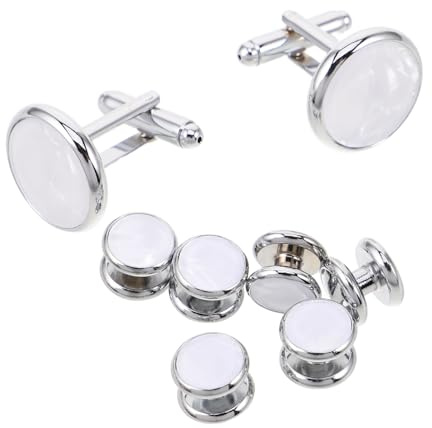 Hoement Manschettknappar och Skjortknappar i Snäckskal och Emalj för Fransk Manschettskjorta Slitstarka och Eleganta Accessoarer för Bröllop Affärs Formella Tillfällen