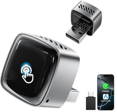 2025 Upgrade Mini Slim 2 in 1 Wireless CarPlay & Android Adattatore Auto con Type-A/C per iOS 10+ & Android 11+ Smartphone, supporto multi-utente, conversione Plug & Play da cavo a wireless