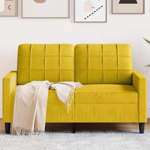 SKTQYQO 2-Sitzer-Sofa Gelb 120 cm aus weichem Samt, modern mit stabilem Metallrahmen, gepolsterte Rückenlehne für Wohnzimmer und Wohnzimmer, ansprechendes Design und Sitzfläche
