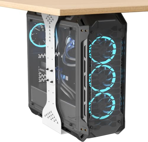 PUTORSEN PC-fäste under skrivbord, maximal bredd upp till 340 mm, lastkapacitet upp till 30 kg, PC-fäste under skrivbord med skyddande vaddering, kraftigt datorchassi,vit