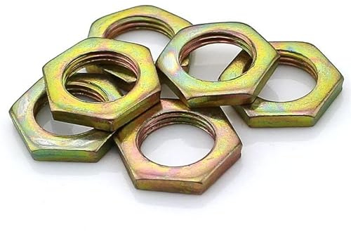 Sechskantmuttern mit Feinverzahnung, farbig verzinkt, for M7/M9/M10/M12 - Befestigungselemente aus verzinktem Kohlenstoffstahl - Packung mit 10/15/20/25 Stück(M10x1.25x5mmx15pcs)