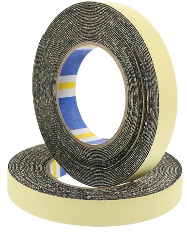 NUOBESTY Black Eva Foam Seal Tape 1mm Thick X 2cm Wide X 10m Long, Single-sided Adhesive Soundproofing Strip for Window Door Sealing, 2 Rolls Anti-vibration Sponge Tape for Home DIY