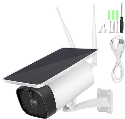 PODSJD Caméra IP 1080P 4G avec Panneau Solaire 6W, étanche IP67, Batterie Rechargeable - Vision Nocturne Claire, Installation sans Fil, idéale Surveillance extérieure Maison et Jardin