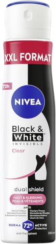 NIVEA Black & White Invisible Clear Deo Spray, Anti-Transpirant mit patentierter Anti-Flecken-Formel, Deodorant mit 72h Schutz (250 ml)