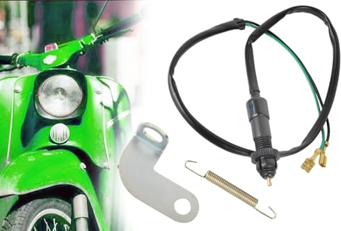 Bremslichttaster Bremslichtschalter + Haltebügel verzinkt + Zugfeder großer Typ für Simson KR51/1, Nachrüst-Set 3-teilig
