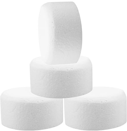 GRIRIW Set 4 Pezzi Base per Torta Rotonda in Schiuma Leggera Bianco, Portatile e Creativo per Pratica di Decorazione e Modellazione di Fiori Artigianali