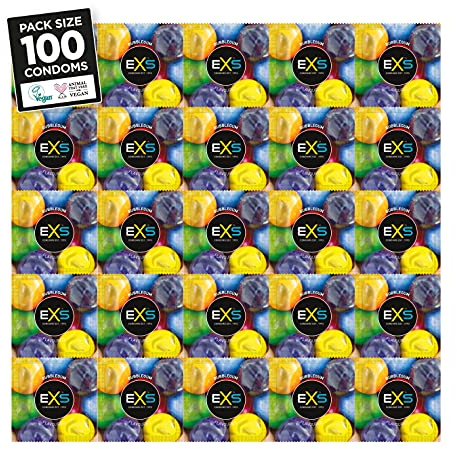 EXS Vorratspackung - Bubblegum Rap 100 Kondome mit Kaugummi-Geschmack - Kondomvorrat, Großpackung für Vergnügen mit Geschmack