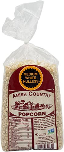 Amish Country Popcorn | 2 lb / 0.9 kg Bag | Medium White Popcorn Kernels | American Grown Old Fashioned, Non-GMO and Gluten Free (Medium White - 2 lb Bag)