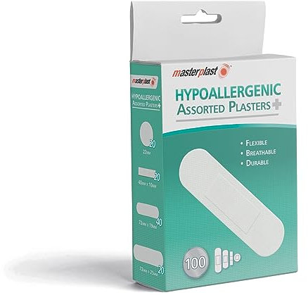 Masterplast Hypoallergenic Plasters, Flexible, Durable, White, 100 Counts
