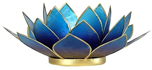Teelichthalter Kerzenhalter Lotus Blume Capiz Violett - Blau 13.5cm